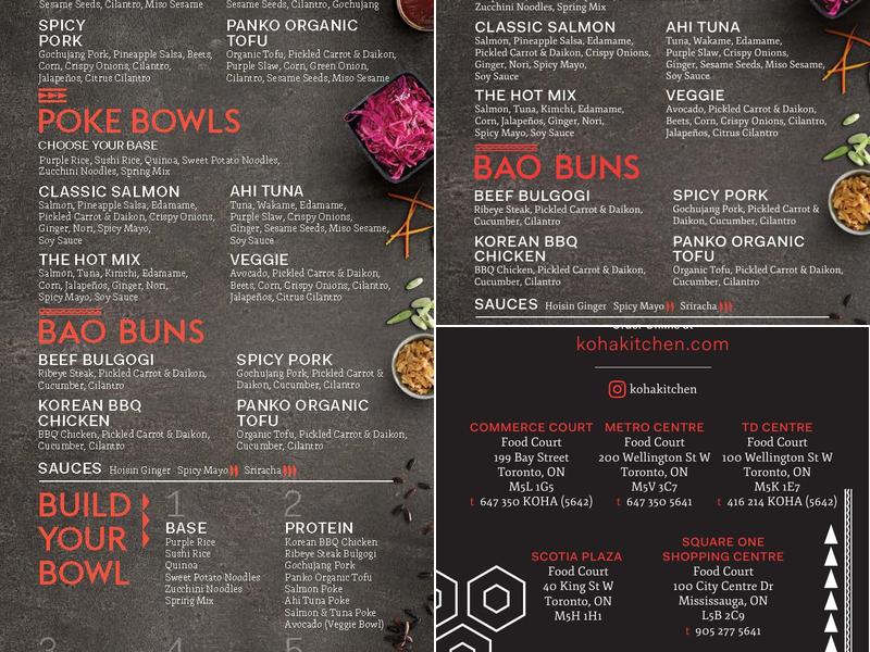 KoHa Pacific Kitchen Menu