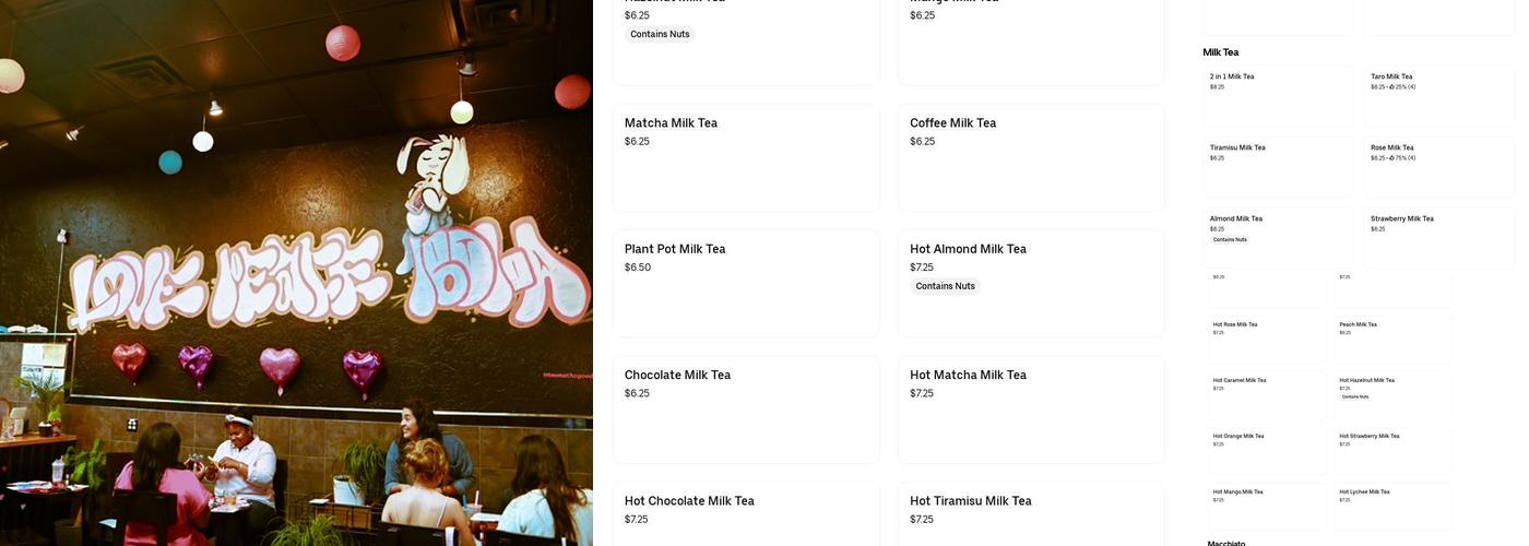 1102 Bubble Tea & Coffee Menu