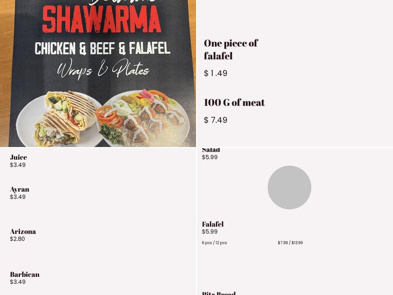 Queen Shawarma Menu