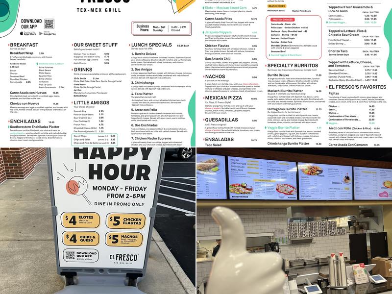 El Fresco Tex-Mex Grill Menu