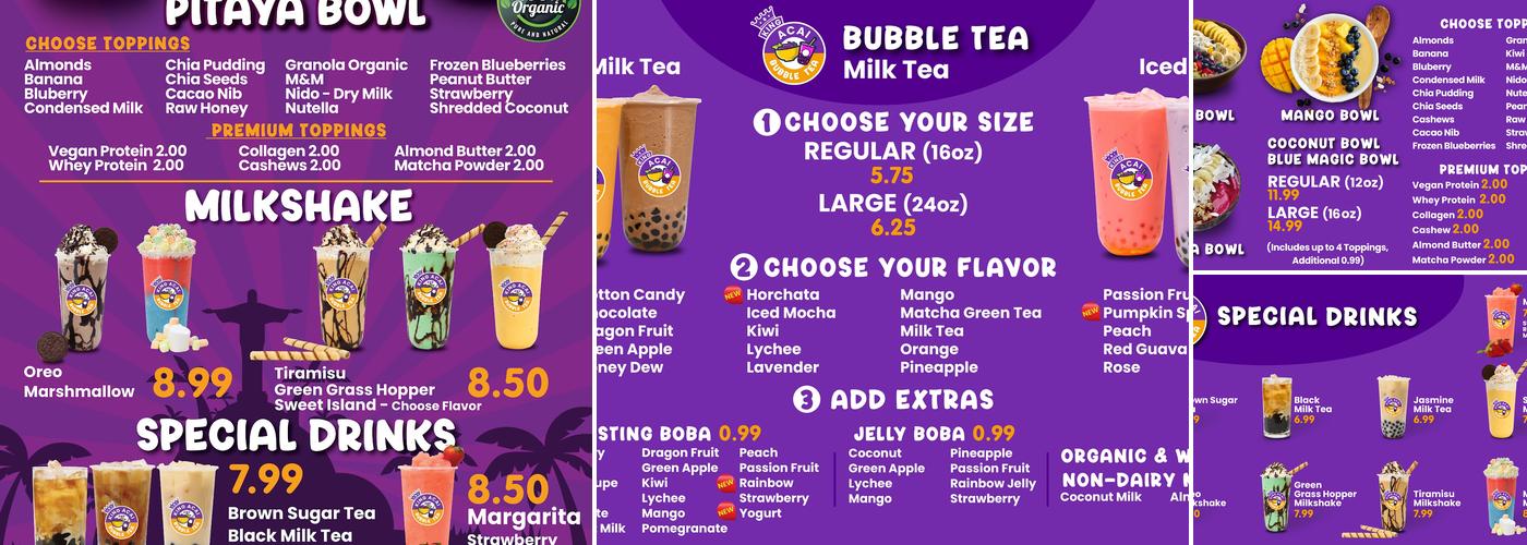 King Acai and Bubble Tea Menu