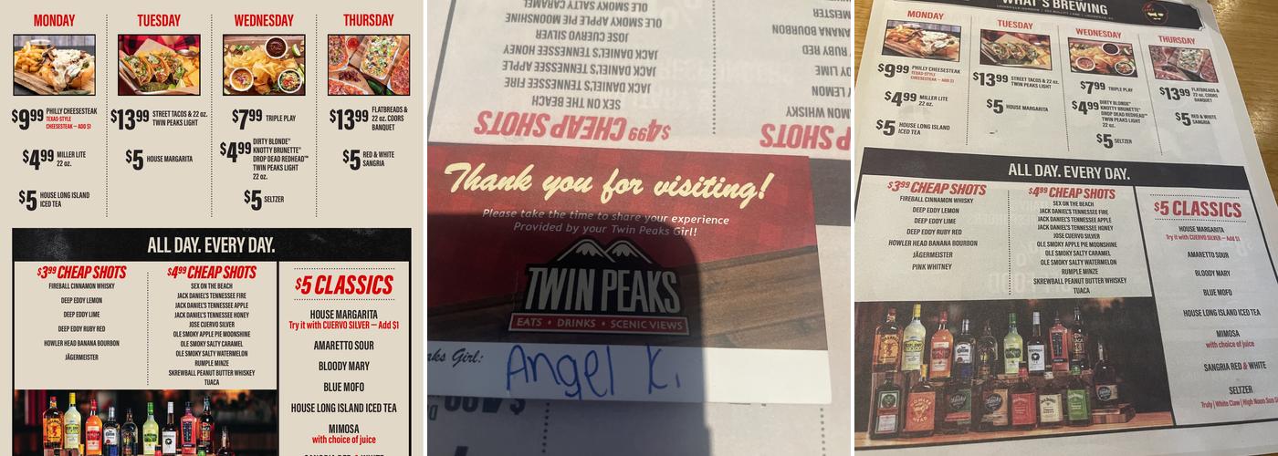 Twin Peaks Menu