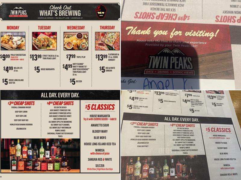 Twin Peaks Menu