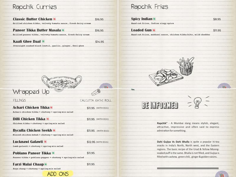 Rapchik Rooster Menu