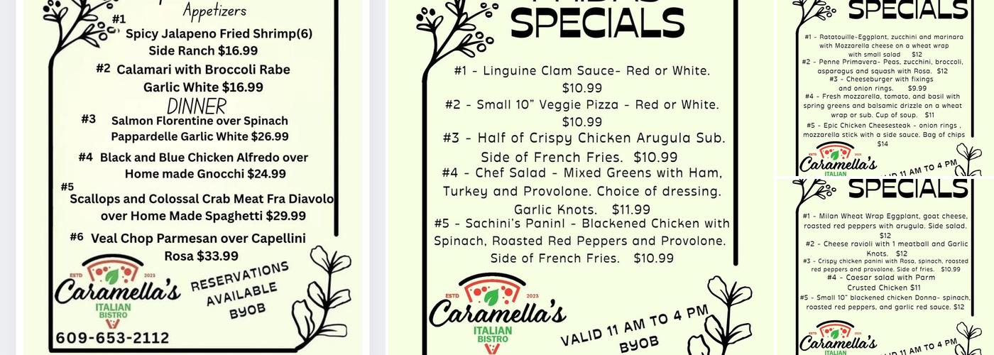 Caramella's Italian Bistro Menu