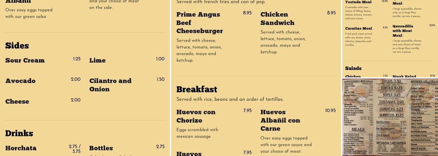 Los Azares Mexican Grill Menu