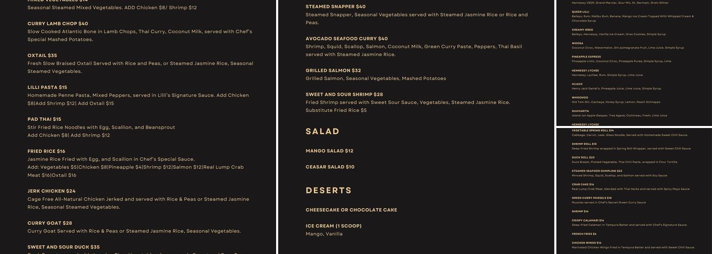 LILLI RESTAURANT Menu