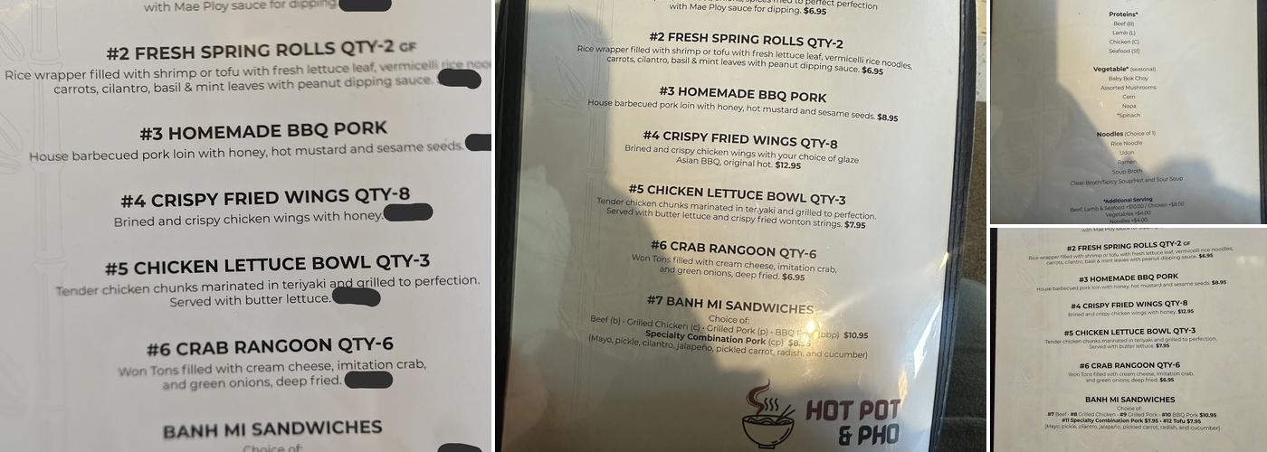Hot Pot & Pho Menu