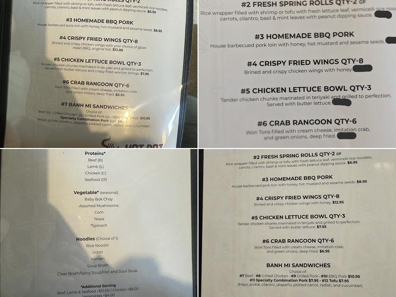 Hot Pot & Pho Menu
