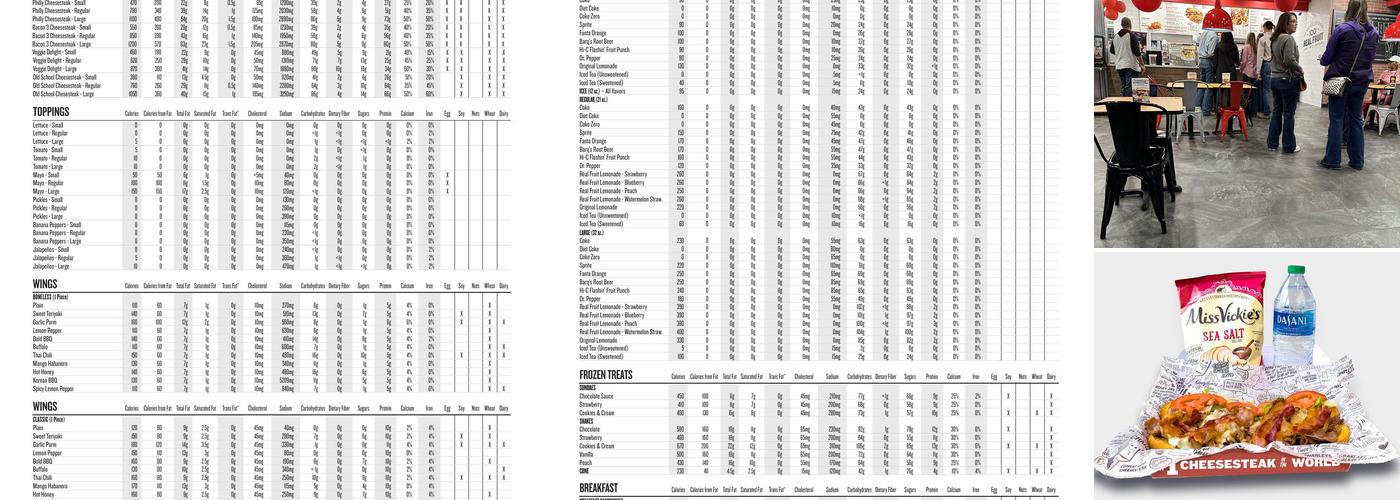 Charleys Cheesesteaks and Wings Menu