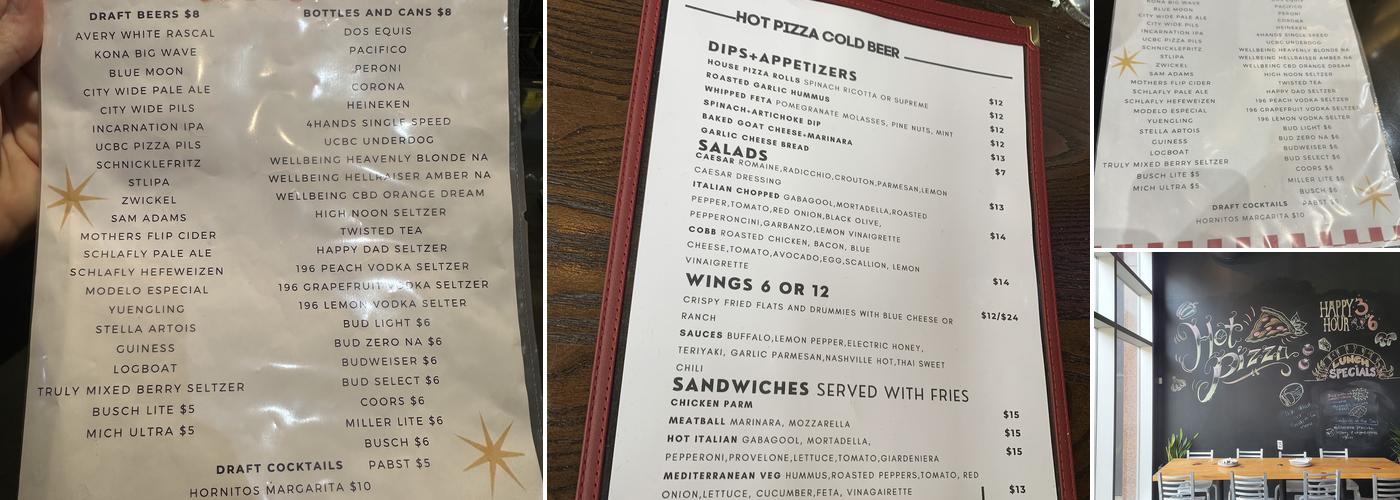 Hot Pizza Cold Beer Menu