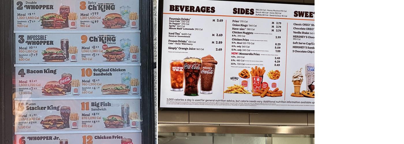 Burger King Menu