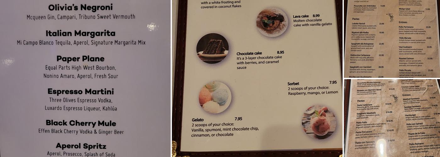 Olivia's Italian Restaurant Menu