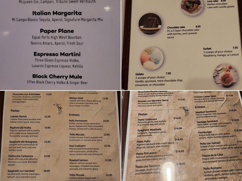 Olivia's Italian Restaurant Menu