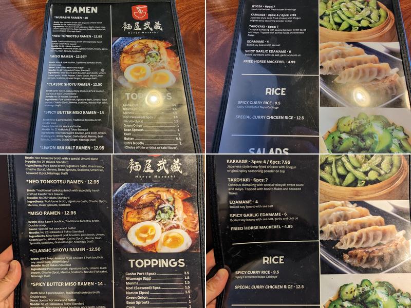 Menya Musashi Menu