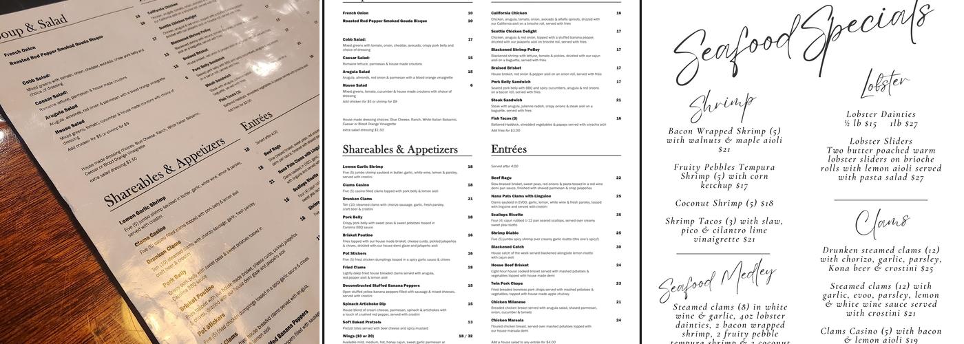 The Riverfield 865 Menu