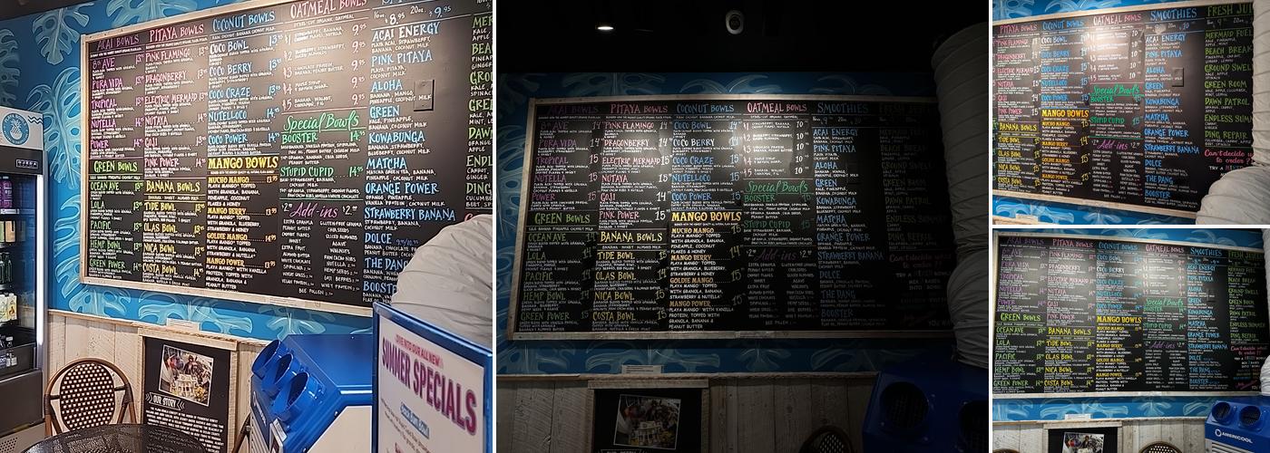 Playa Bowls - Times Square Menu