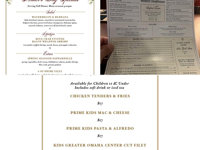 F&D Prime Modern Steakhouse Menu