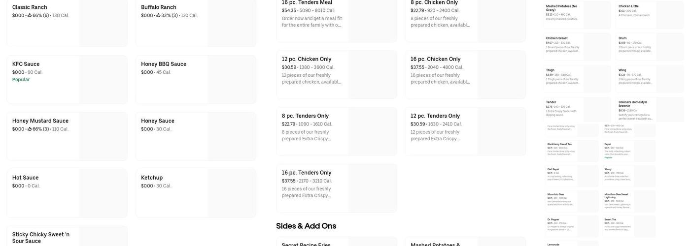KFC Menu