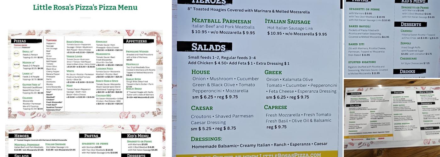 Little Rosa's Pizza Menu
