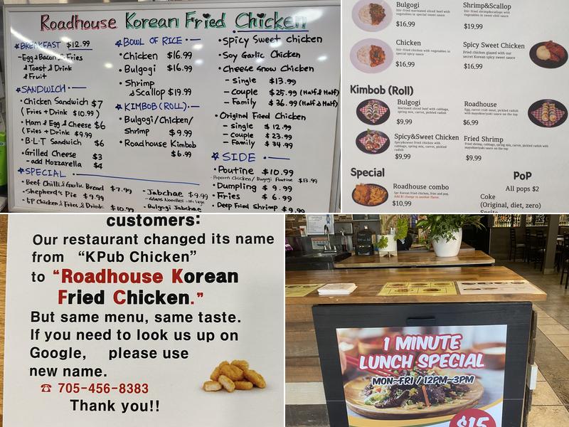 Roadhouse Korean Fried chicken Menu