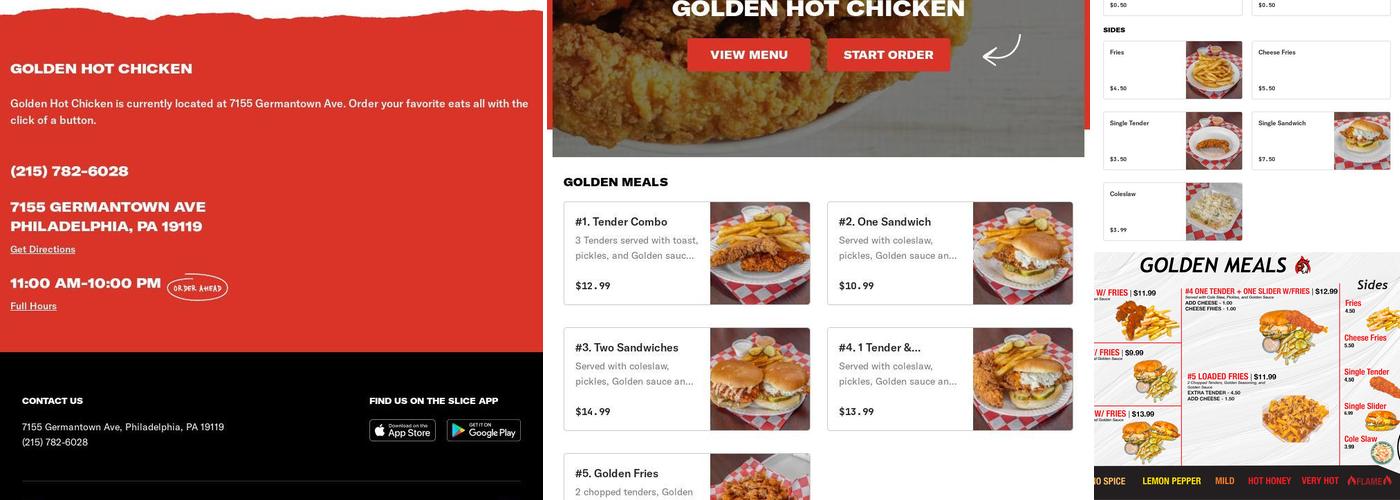 Golden Hot Chicken Menu