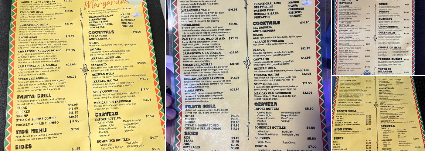 Terrace Cantina Menu