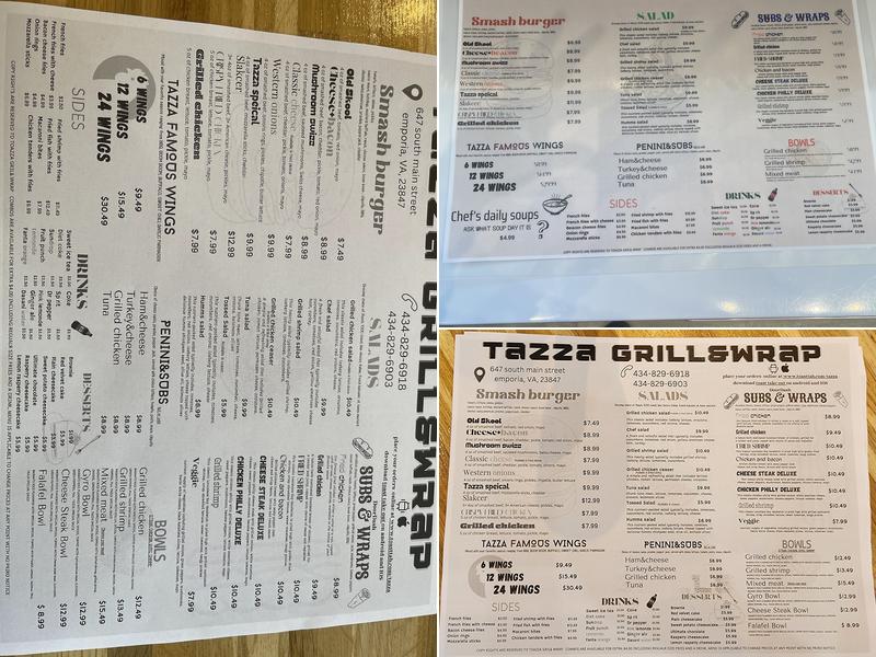 Tazza Grill Menu