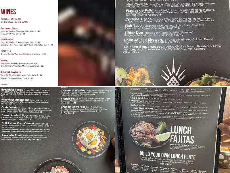 Cyclone Anaya’s Tex-Mex Kitchen Menu