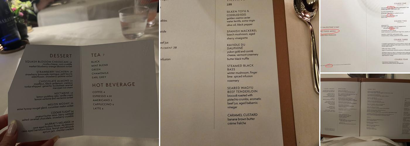 Four Twenty Five, a Jean-Georges Restaurant Menu