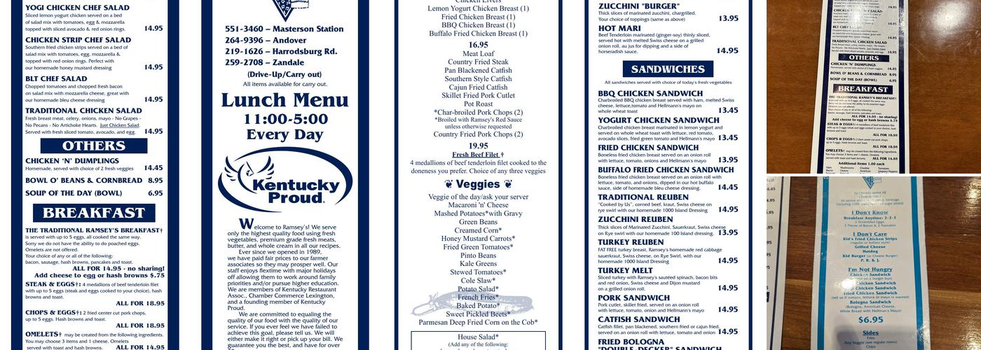 Ramsey's Diner - Masterson Station Menu