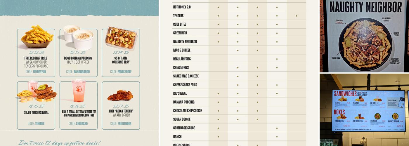 BIRDCODE Hot Chicken Menu