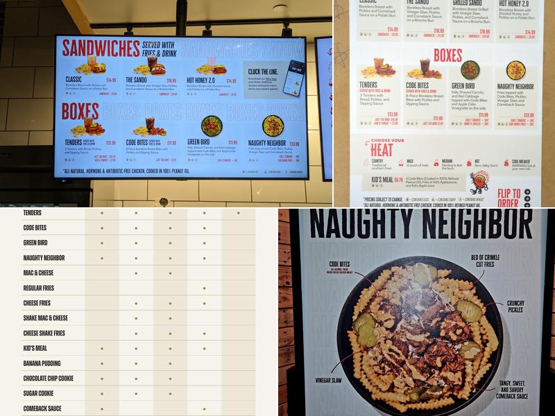 BIRDCODE Hot Chicken Menu