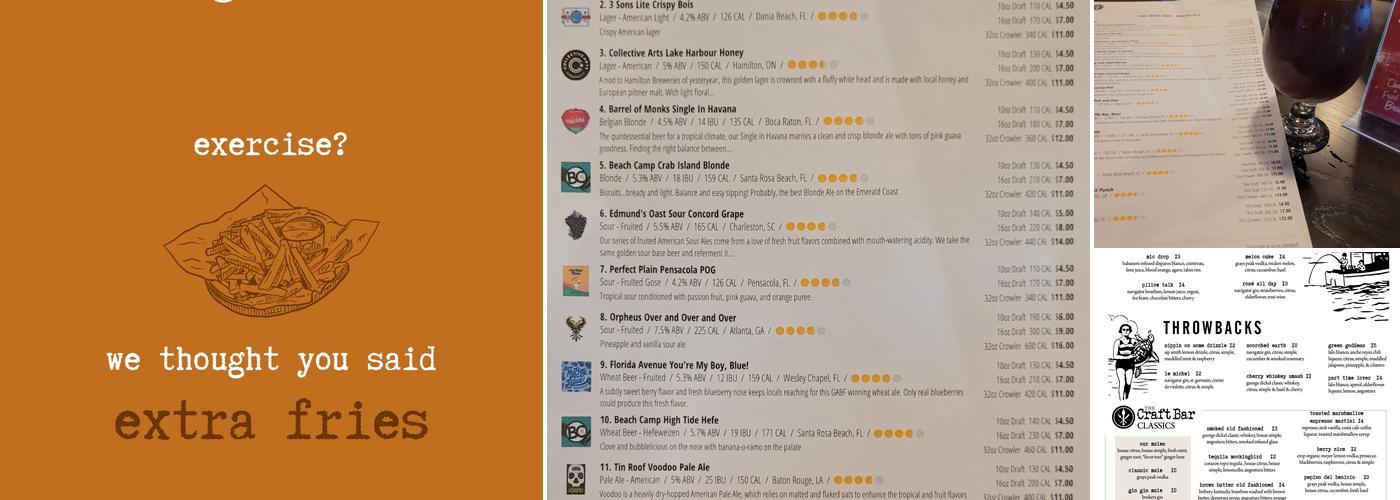 The Craft Bar - Pensacola Menu