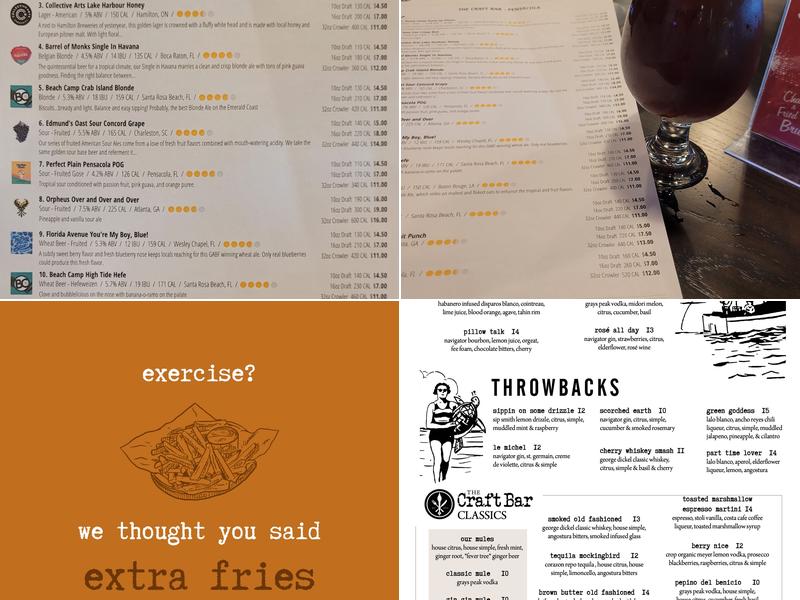 The Craft Bar - Pensacola Menu