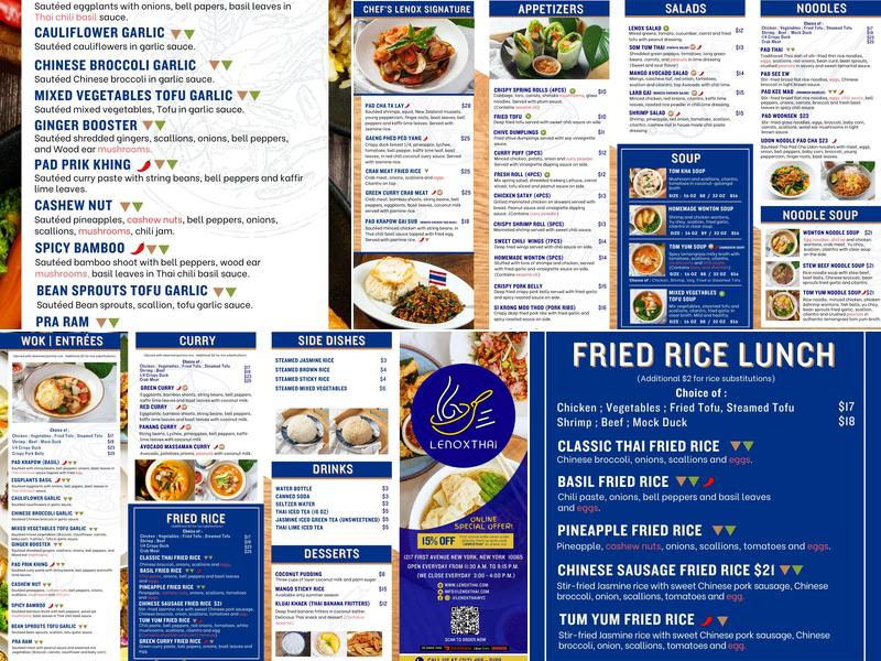 LENOXTHAI Menu