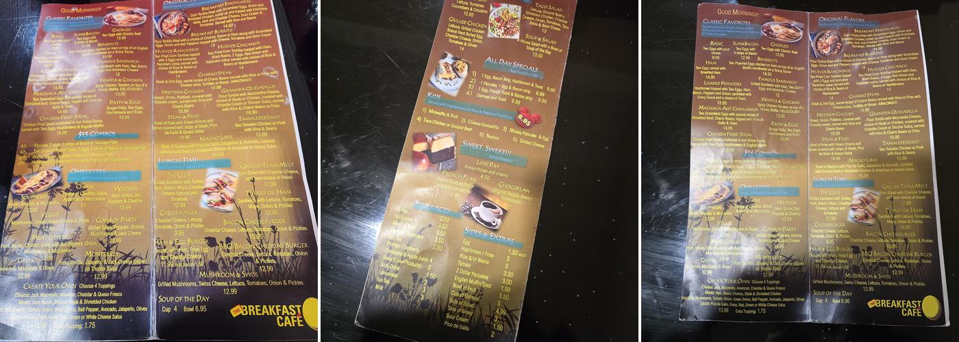 The Breakfast Cafe and more Menu