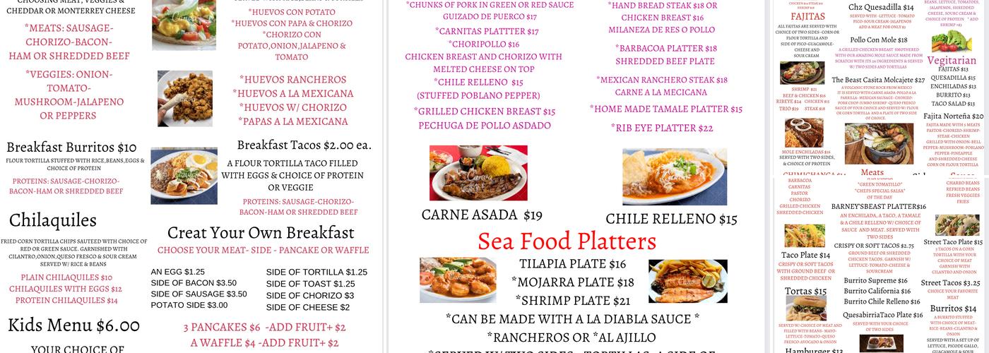 Las Casitas Menu