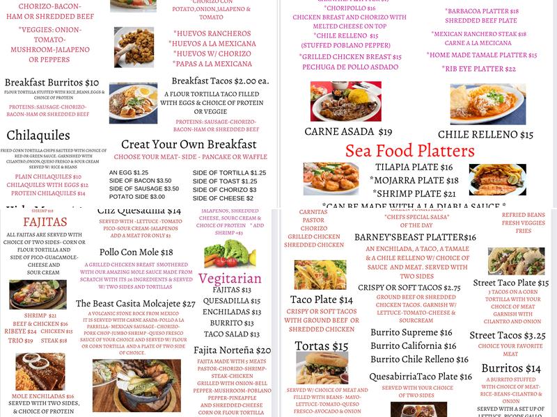 Las Casitas Menu