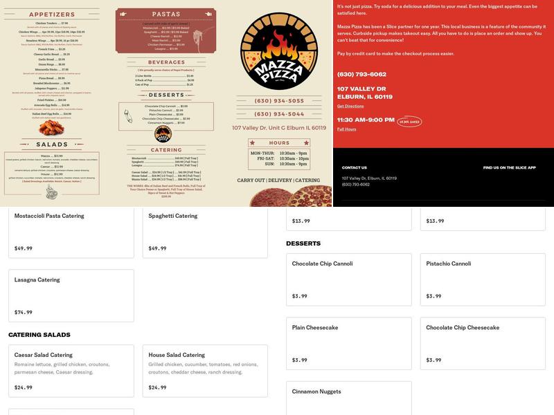 Mazza Pizza Menu