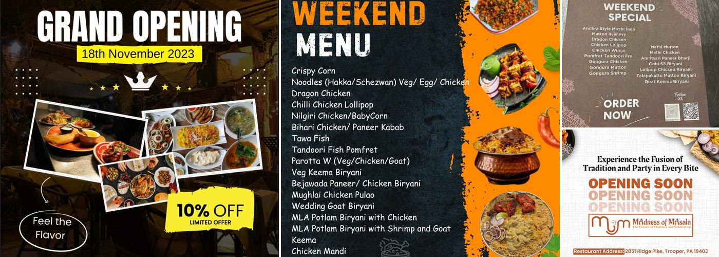 MAdness Of MAsala - Best Indian Restaurant in PA Menu