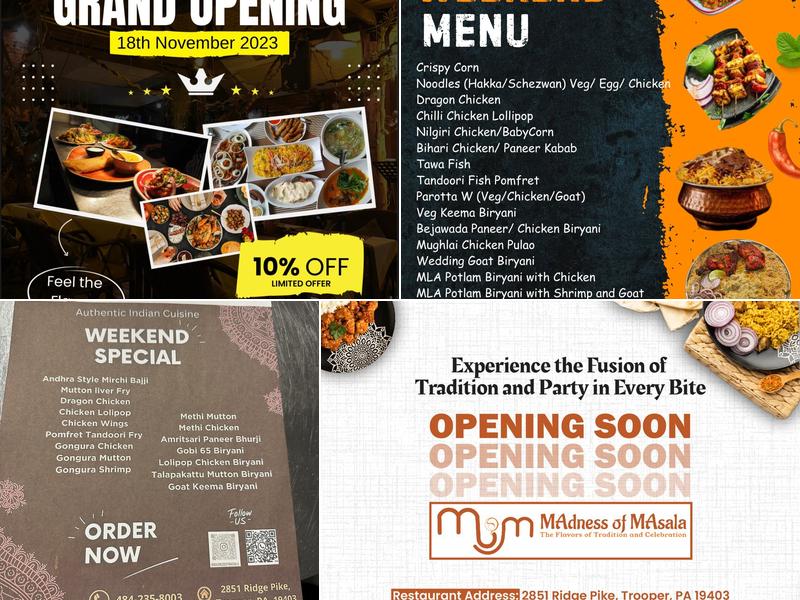 MAdness Of MAsala - Best Indian Restaurant in PA Menu