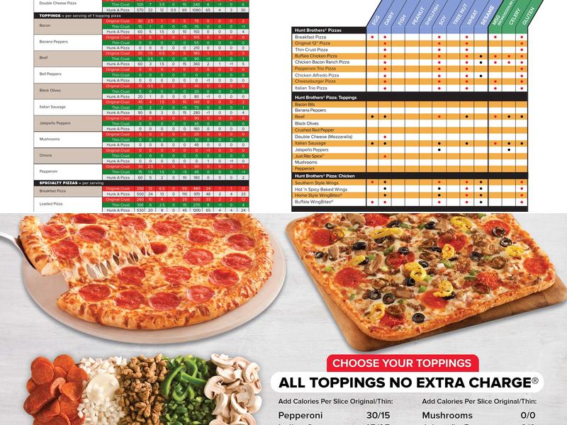 Hunt Brothers Pizza Menu