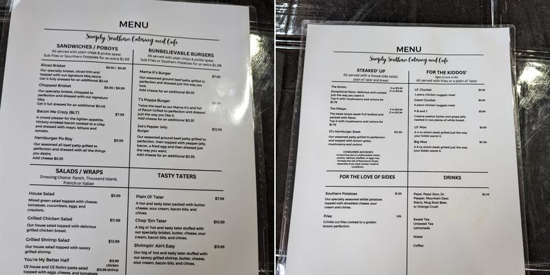 Simply Southern Catering & Cafe Menu