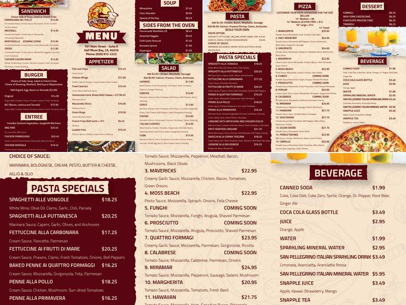 North Beach Pizza Express Menu