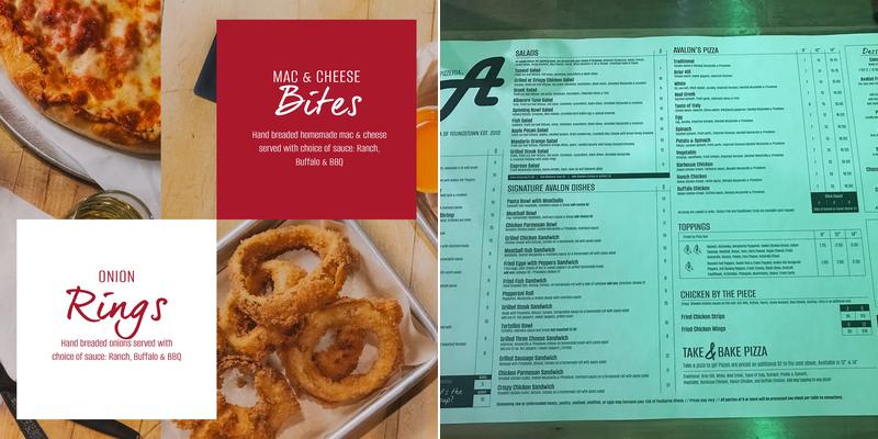 Avalon Pizza Menu