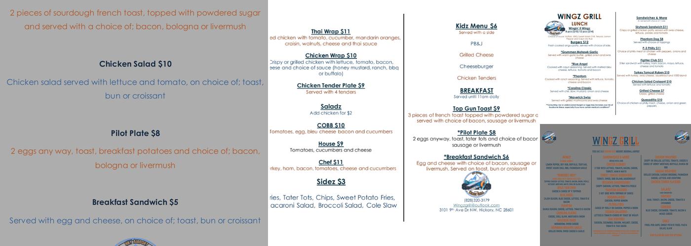 Wingz Grill Menu