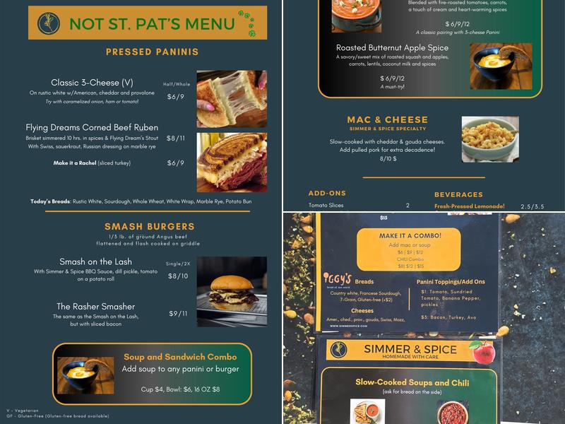 Simmer & Spice Food Truck: Paninis and Soups Menu