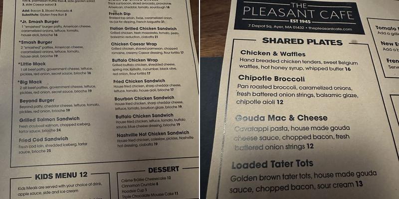 The Pleasant Cafe | Ayer Menu