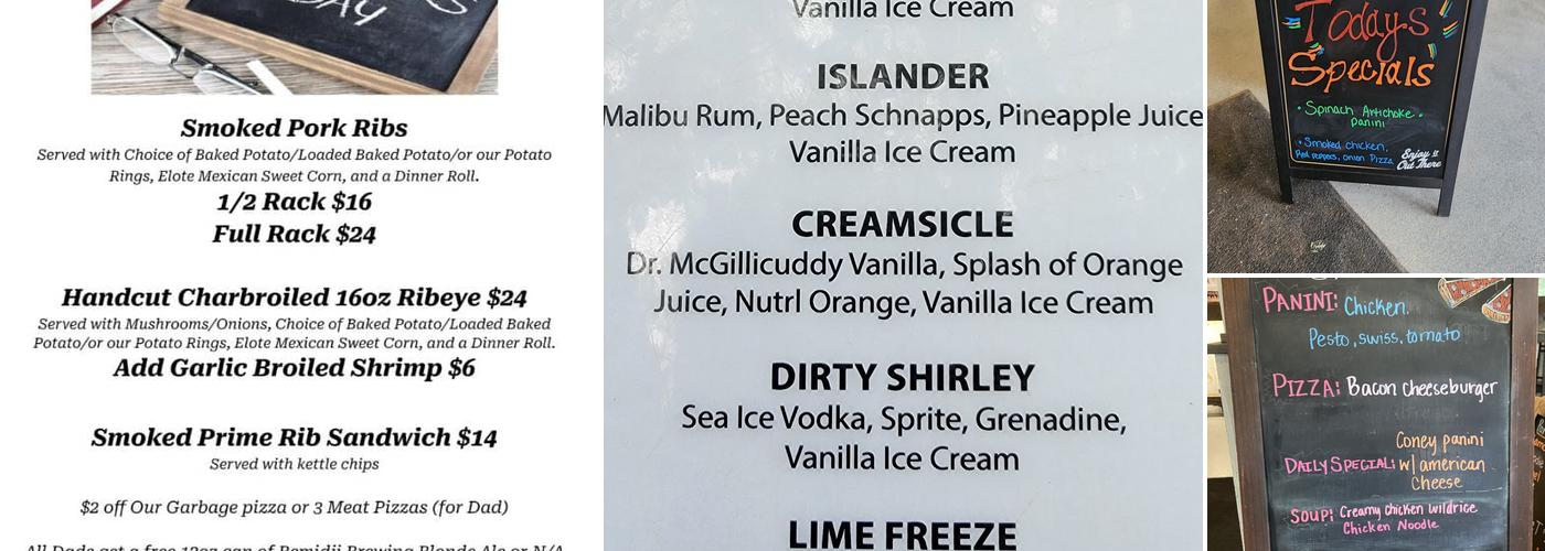 Parker's Sandbar Menu